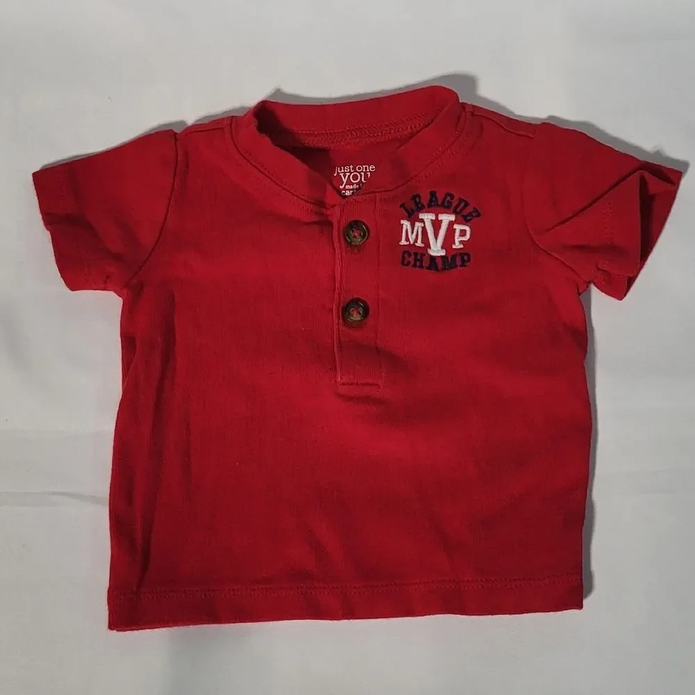 Just One You by Carter's Baby Boys Red Short Sleeve League MVP Champ Tee Size 3M